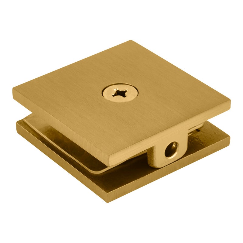 CRL SCU4SB Satin Brass Square Style Hole-in-Glass Fixed Panel U-Clamp - Image 2